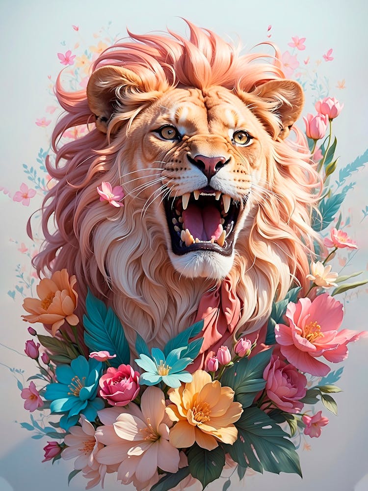 Lion With Flowers 1