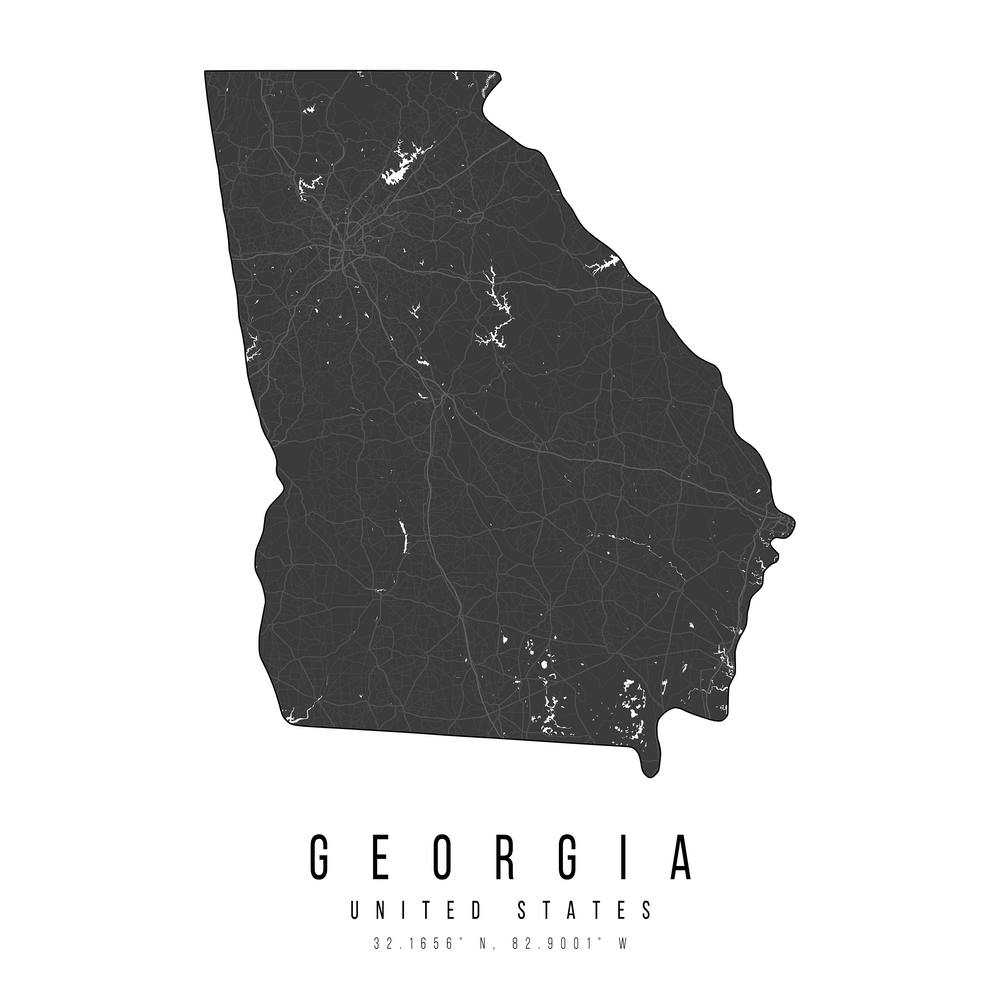 Georgia Mono Black And White Modern Minimal Street Map Square