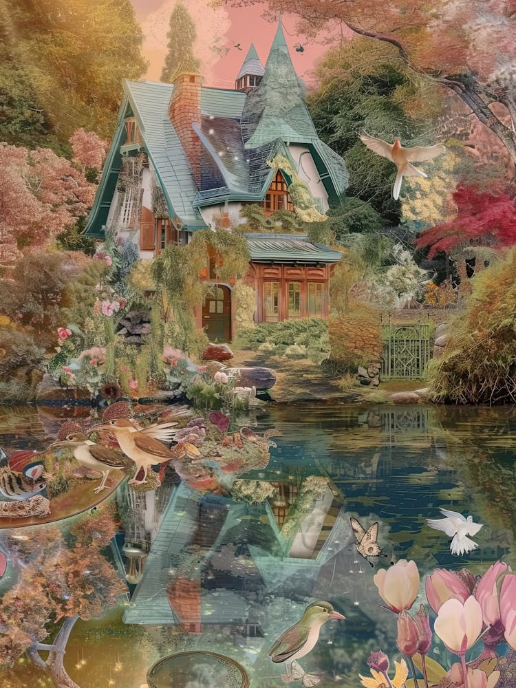 Fairy Village Collage Pond Monet Scrapbook 3