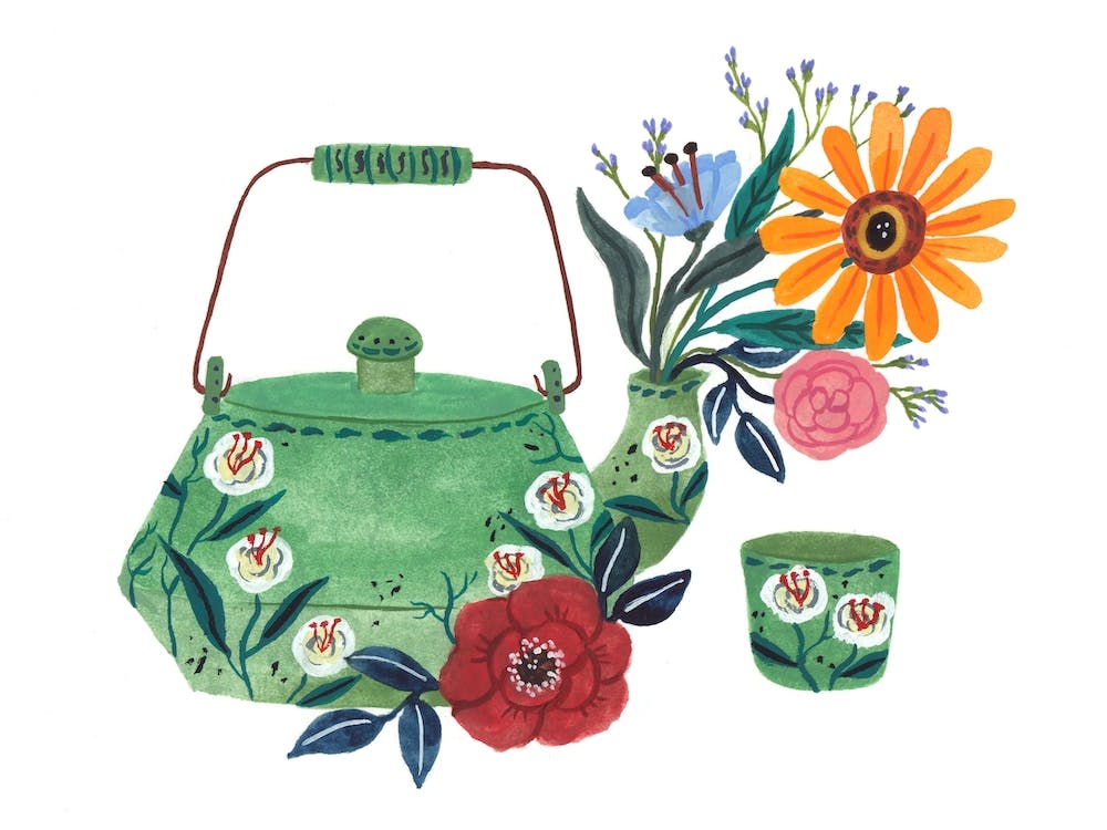 Teapot And Floral