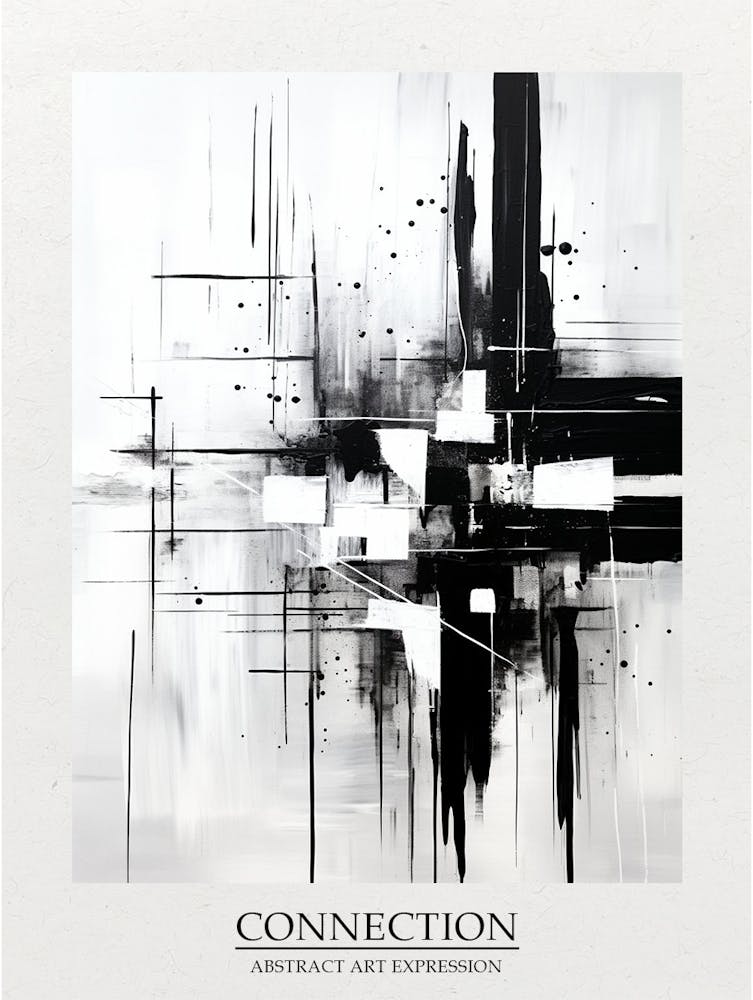 Connection Abstract Black And White 3 Poster