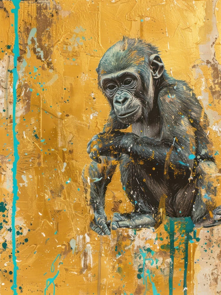 Baby Gorilla Gold Effect Collage 3