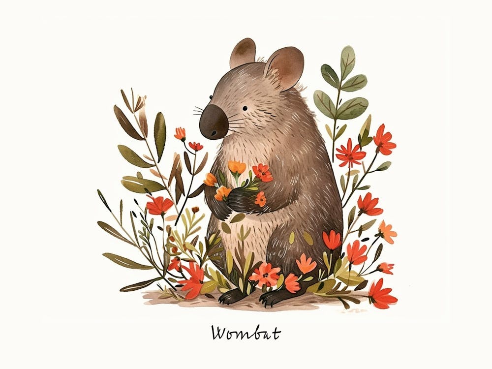 Little Floral Wombat 4 Poster