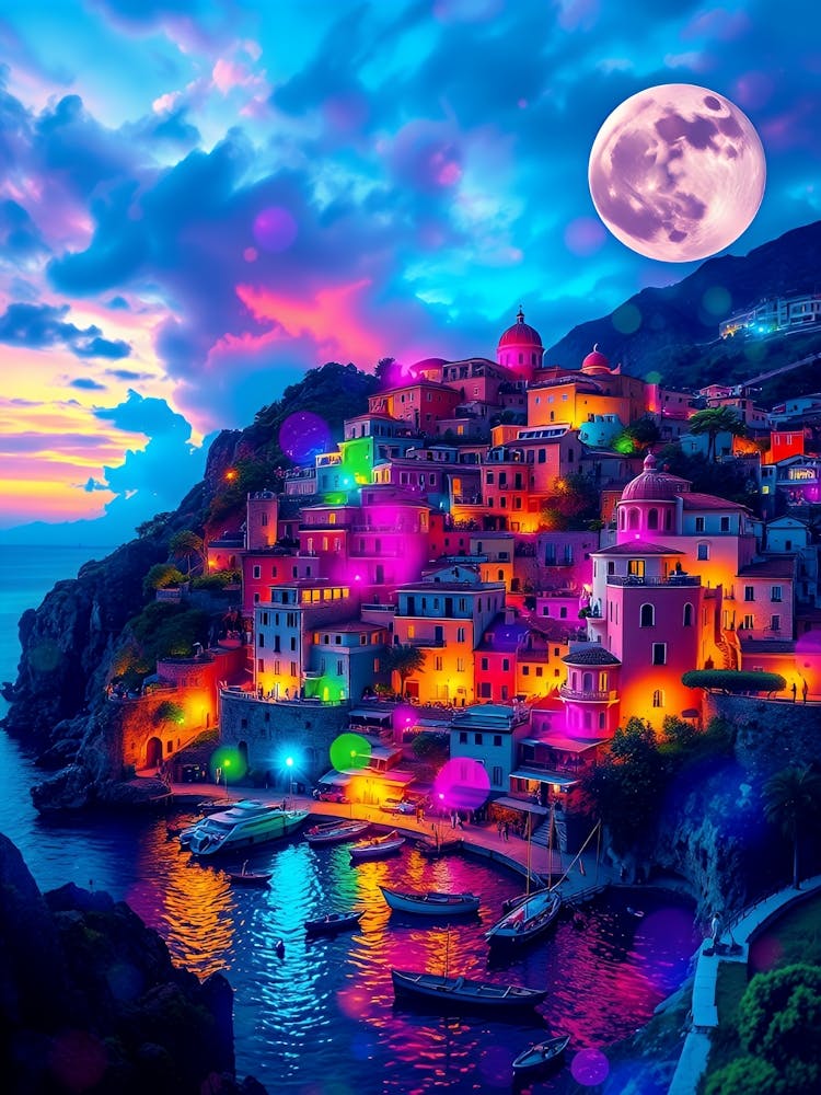 Colorful Village At Night