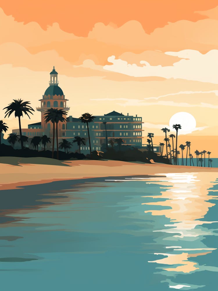 Coronado Beach San Diego California Mediterranean Style Illustration 1