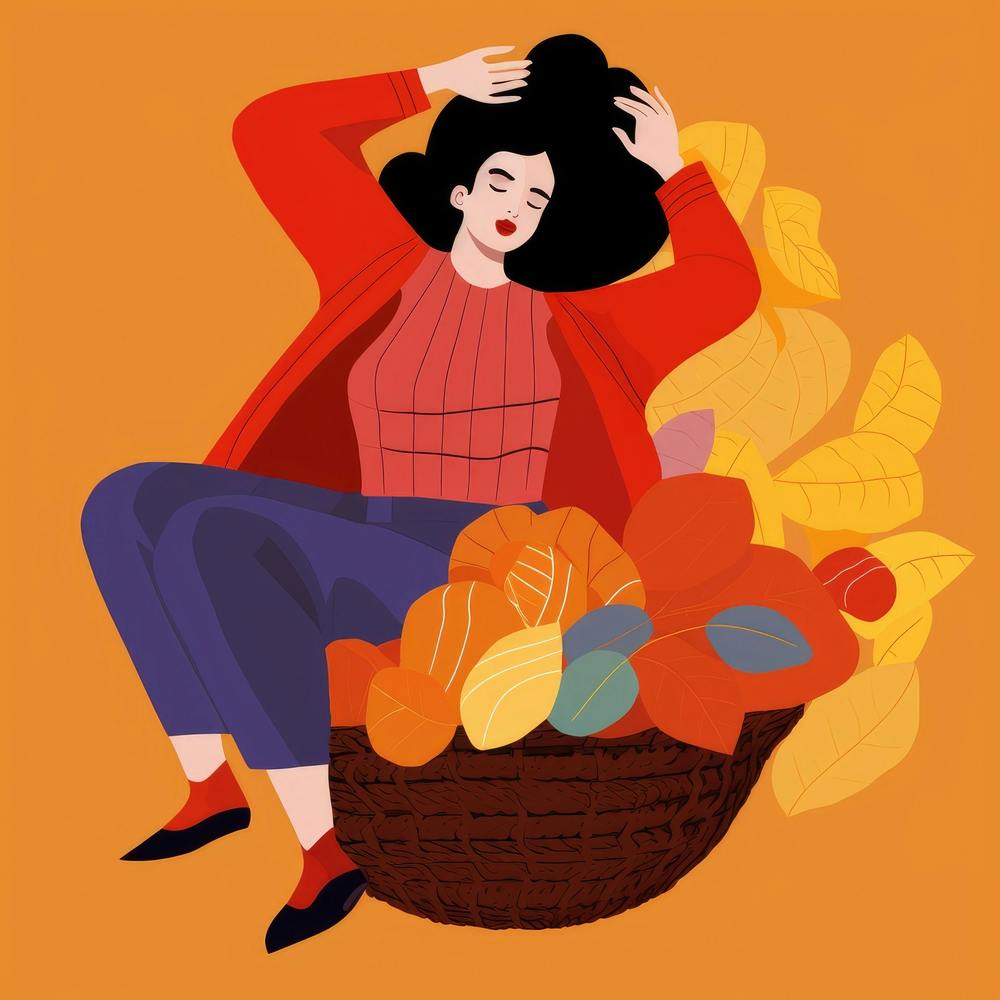 Autumn Woman In Basket
