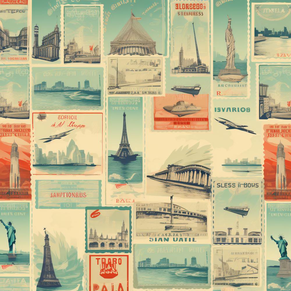 Vintage, Retro Travel Poster Tropical, Palm Trees, Airplane, Sun 5