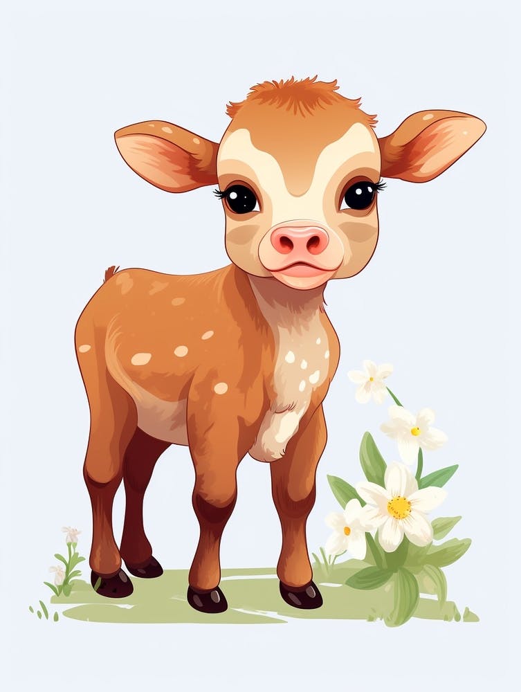 Baby Animal Illustration  Cow 2