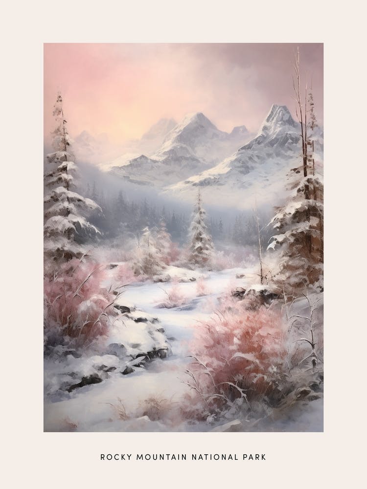 Dreamy Winter National Park Poster  Rocky Mountain National Park United States 4