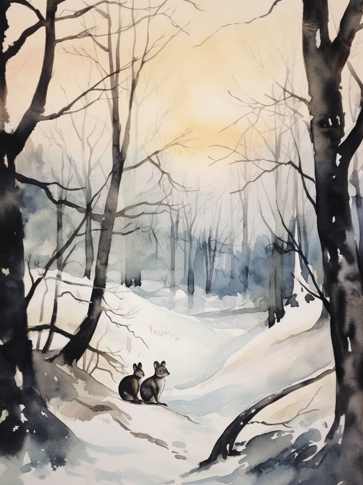 Winter Watercolour Mouse 2