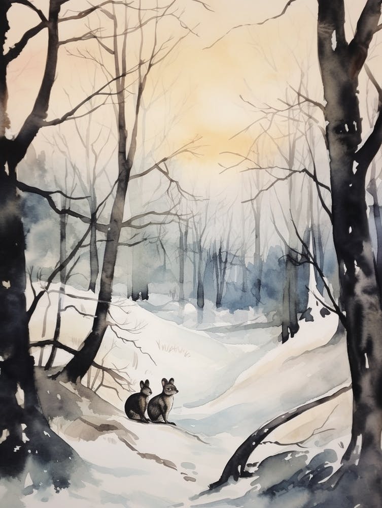 Winter Watercolour Mouse 2