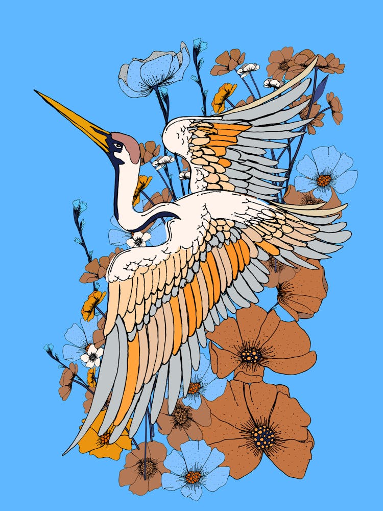 Crane With Flowers 2