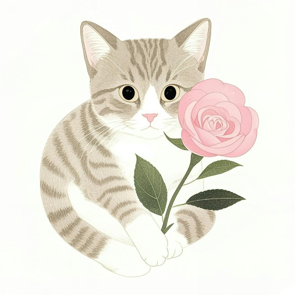 Cat With Rose 2