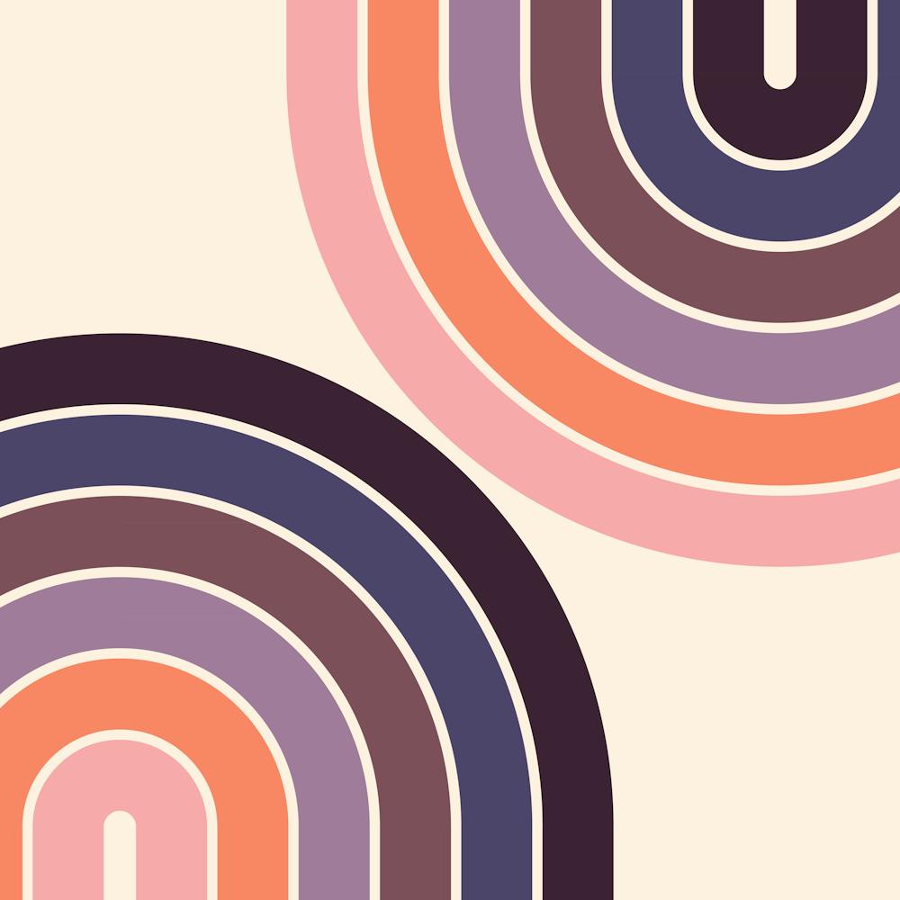 Midcentury Modern Geometric Rainbow C7 In Aesthetic Sunset Vibes Purple Orange Pink 02