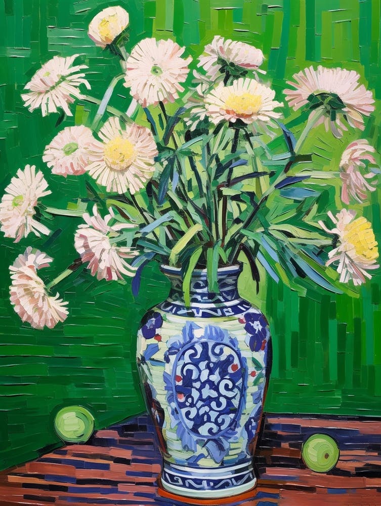 Flowers In A Vase Still Life Painting Asters 6