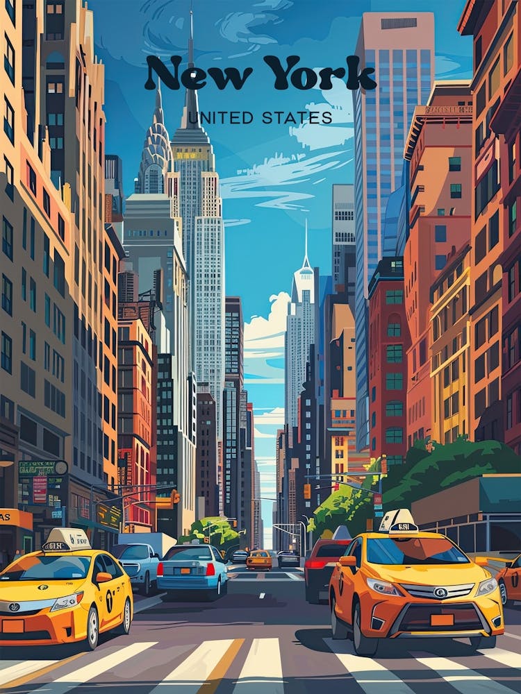 New York Nyc Time Squaretravel Art Illustration