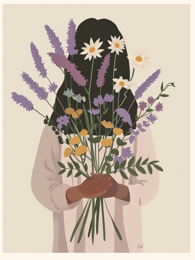 Spring Girl With Purple Flowers 4