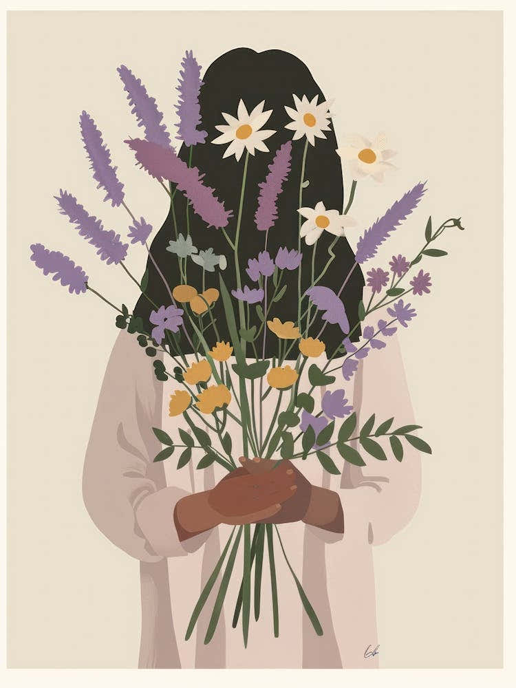 Spring Girl With Purple Flowers 4