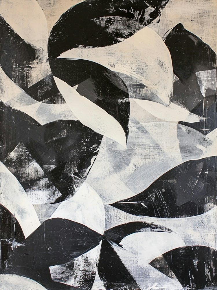 Abstract Black & White Gouache Pattern 2