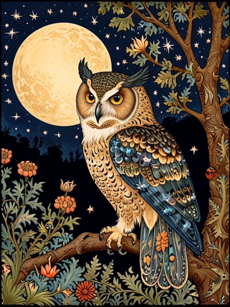 William Morris Owl At Night 4