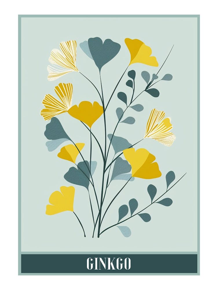 Ginkgo Tree Flat Illustration 6 Poster
