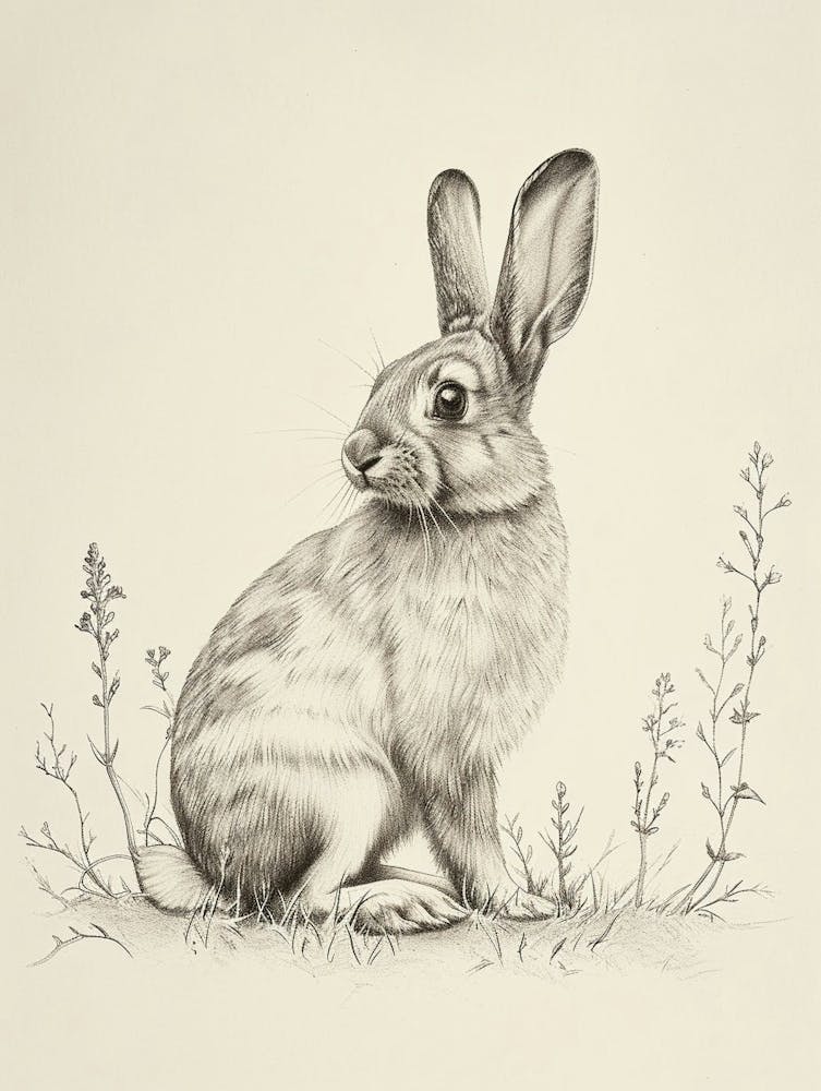 Holland Lop Kaninchen Zeichnung 3