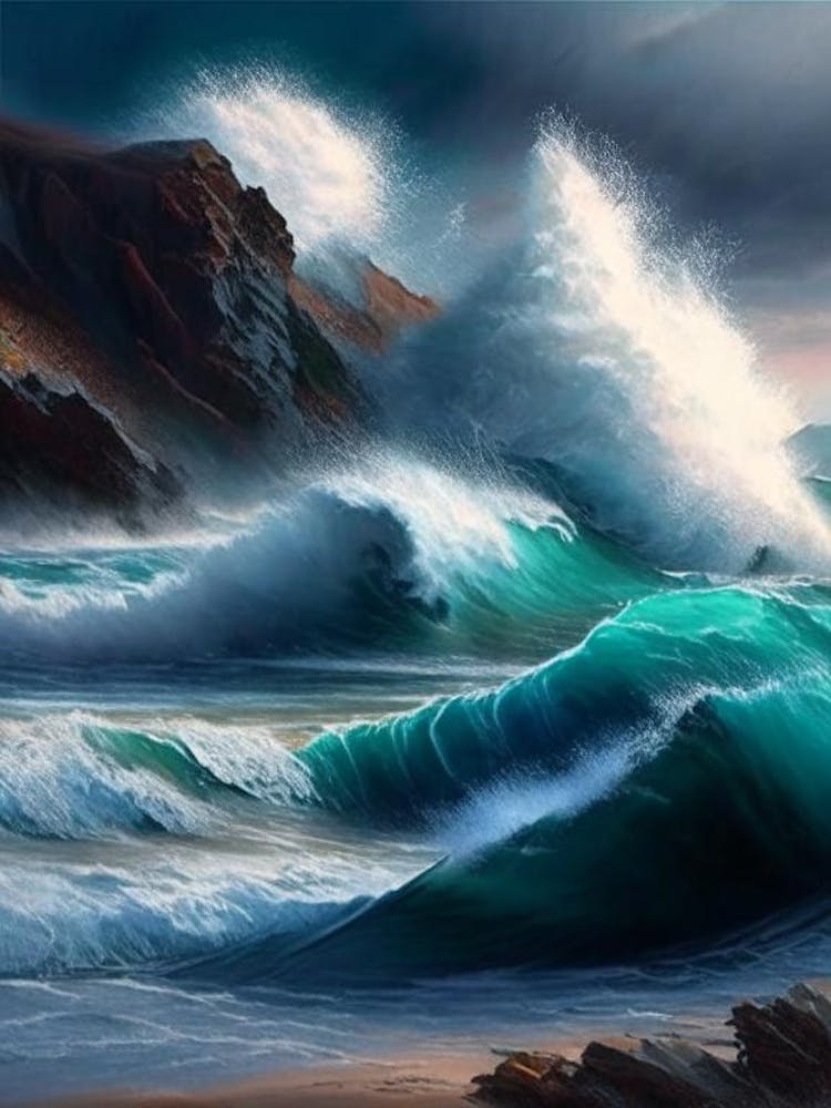 Crashing Waves Landscapes Waterscape Crayon 1