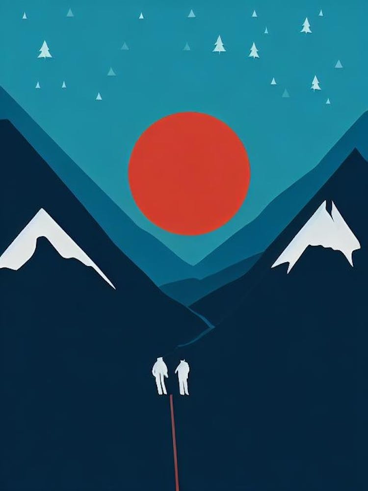 Whistler Blackcomb, Canada Modern Illustration Skiing Poster