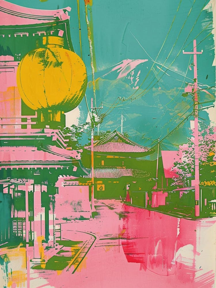 Beppu Japan Retro Duotone Siebdruck 2