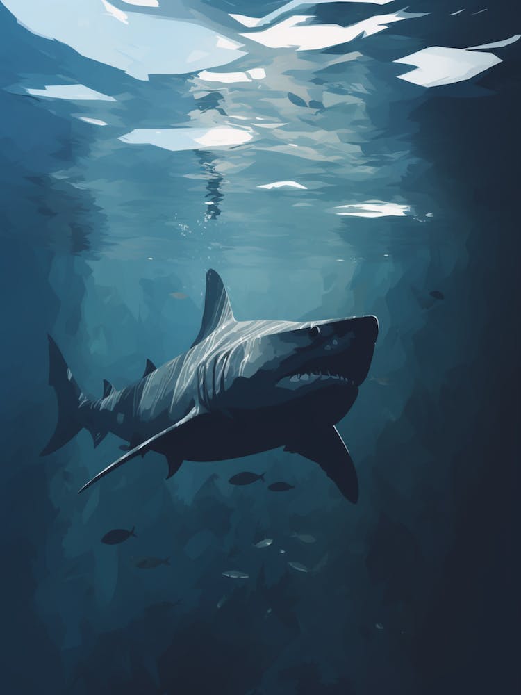 An Illustration Of A Dark Shadow Of A Shark Swimming 1