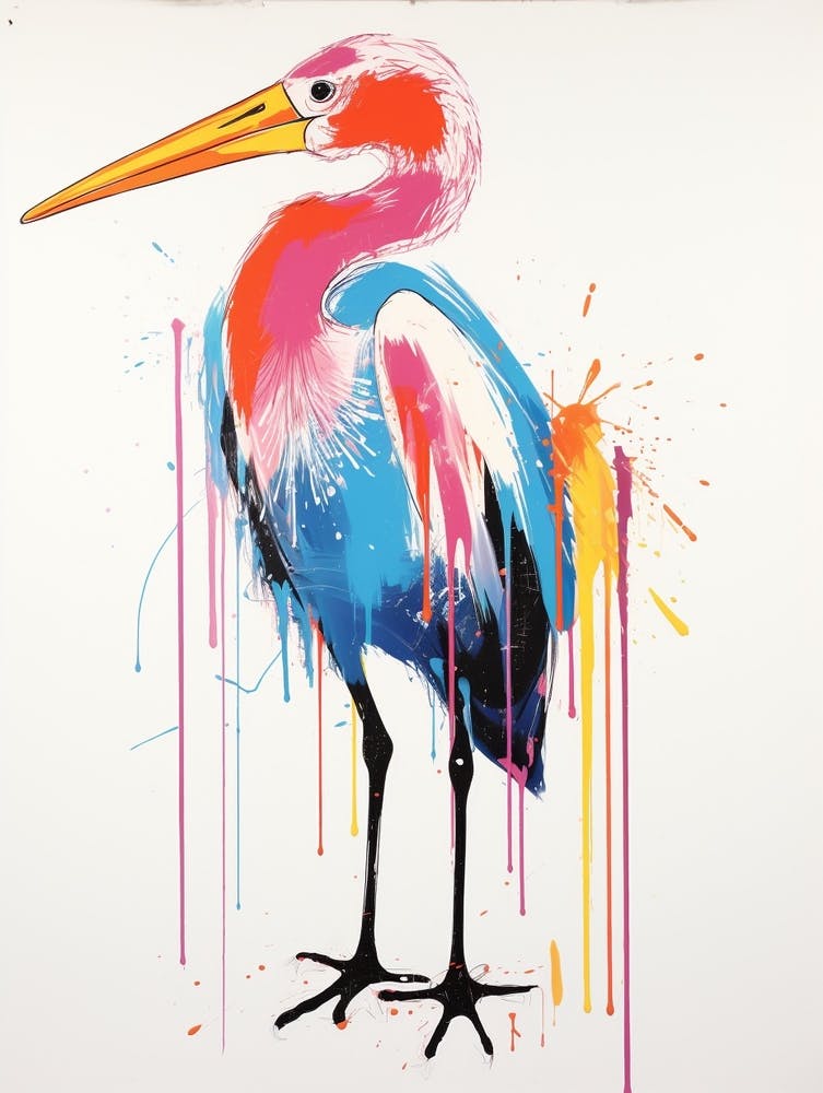 Andy Warhol Style Bird Stork 2