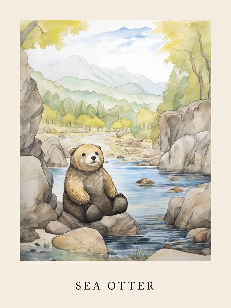 Beatrix Potter-inspiriert Tier Aquarell Seeotter 3