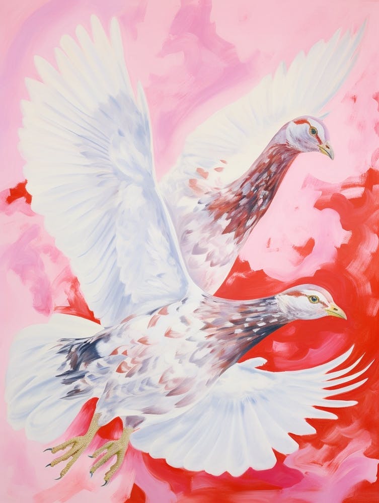 Pink Ethereal Bird Painting Grouse 1