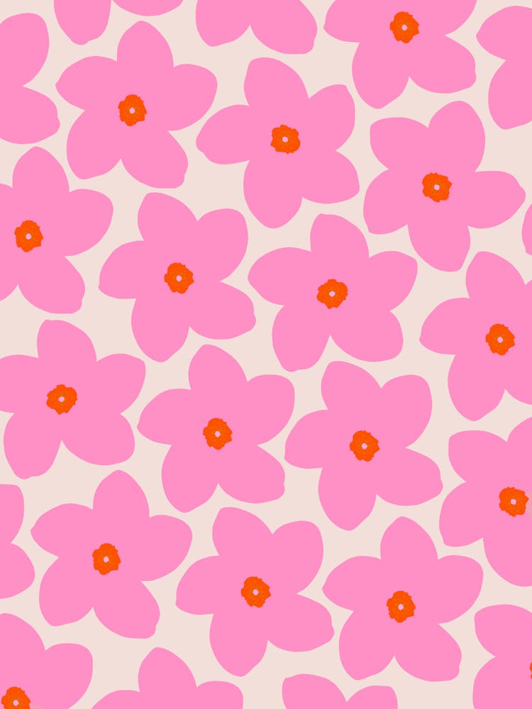 Retro Flower Pink Orange And Neutral