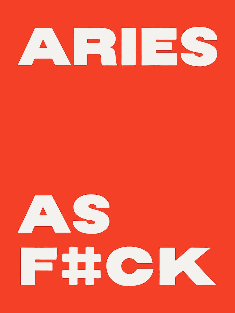 Aries AF, Bold Zodiac Sign Design, Red Background