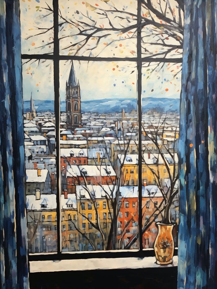 Winter Cityscape Frankfurt Germany 2