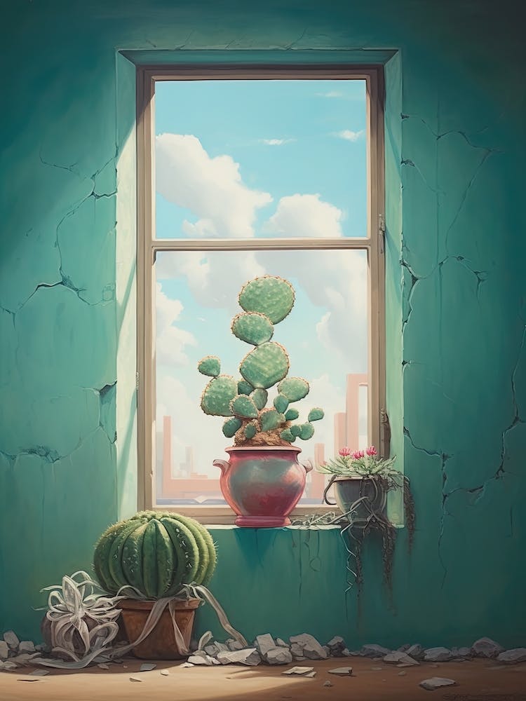 Bunny Ear Cactus On A Window  4