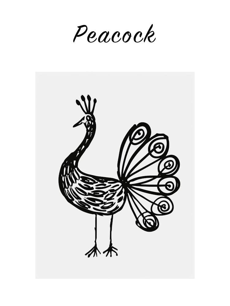 B&W Peacock Poster