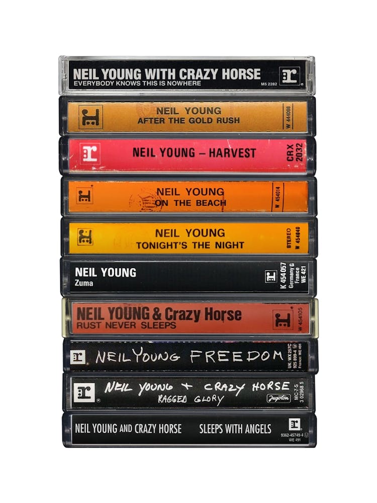 Neil Young - Music Poster - Albums on Cassette Print