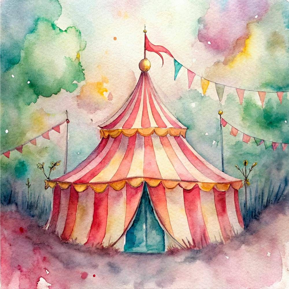 Circus Tent Watercolor Painting