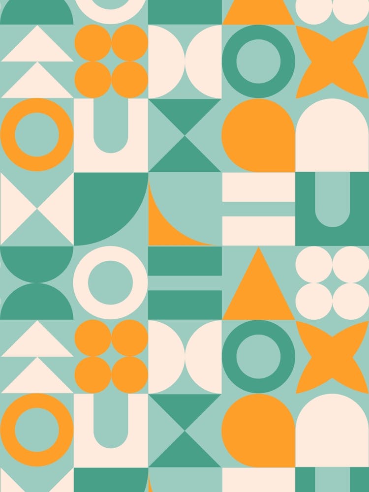 Citrus Mint Mid Century Retro Geometric Shapes