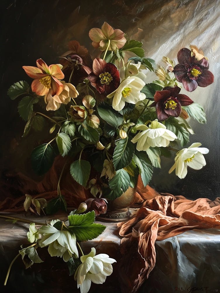 Baroque Floral Still Life Hellebore 2