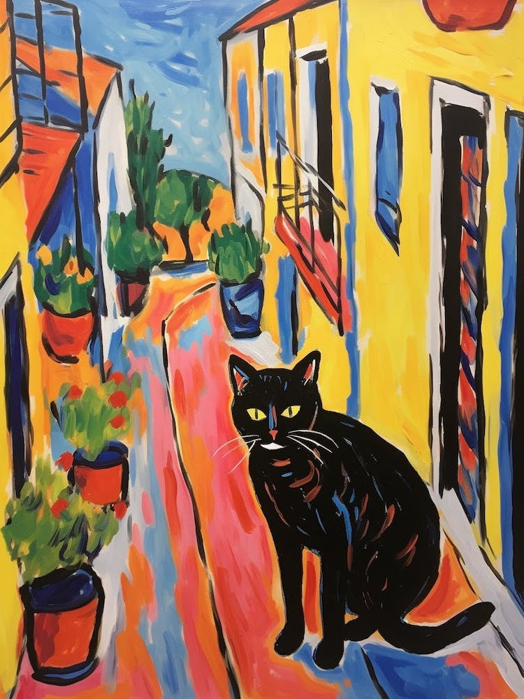 Painting Of A Cat In Spoleto Italy 2