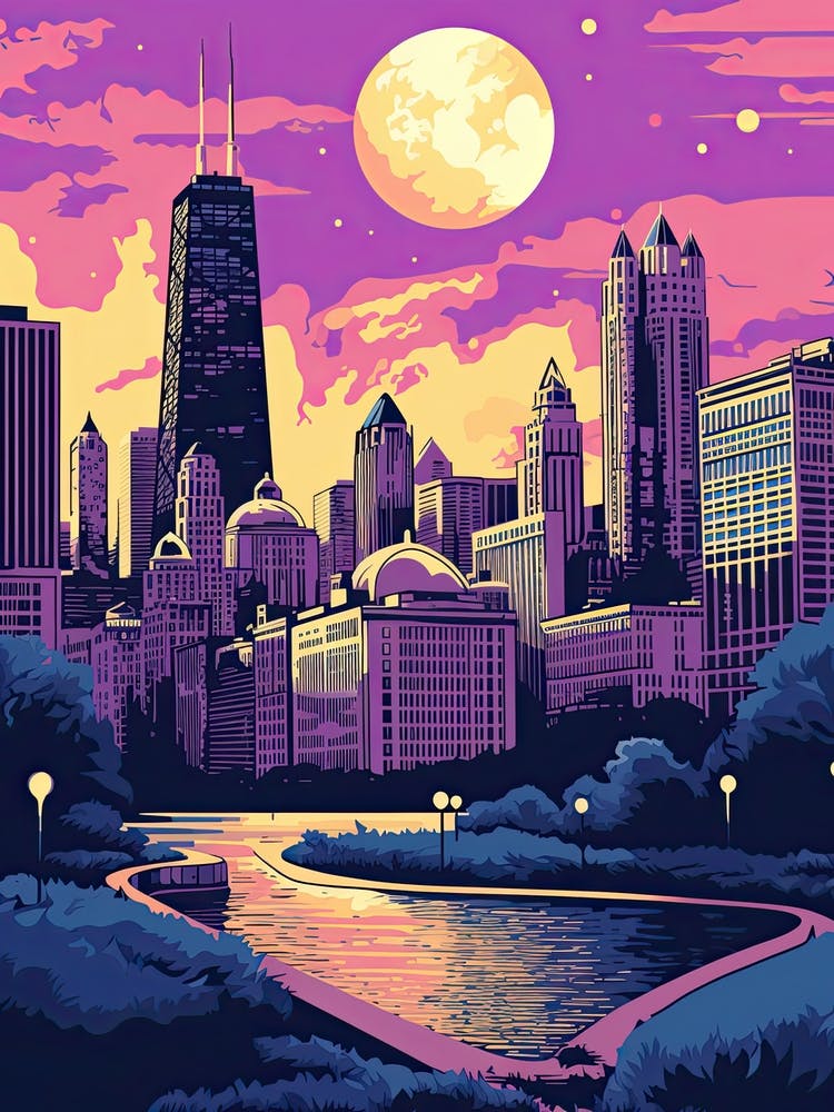 Chicago In Risograph Style 4