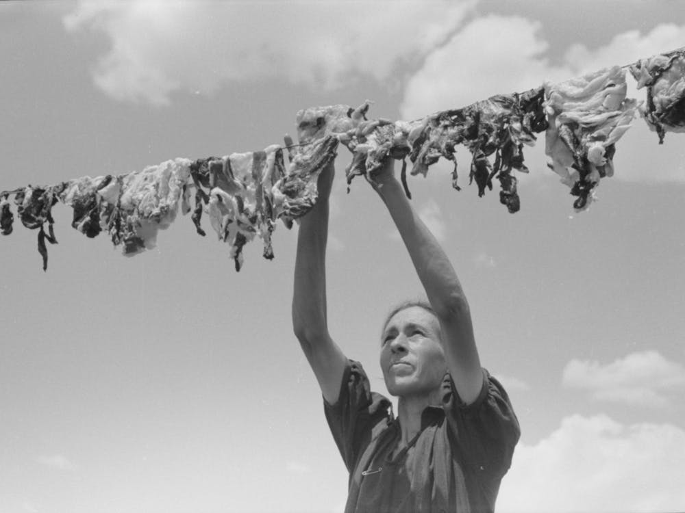 Untitled Photo, Possibly Related To Spanish American Woman Hanging Up Meat To Dry, Chamisal, New Mexico By