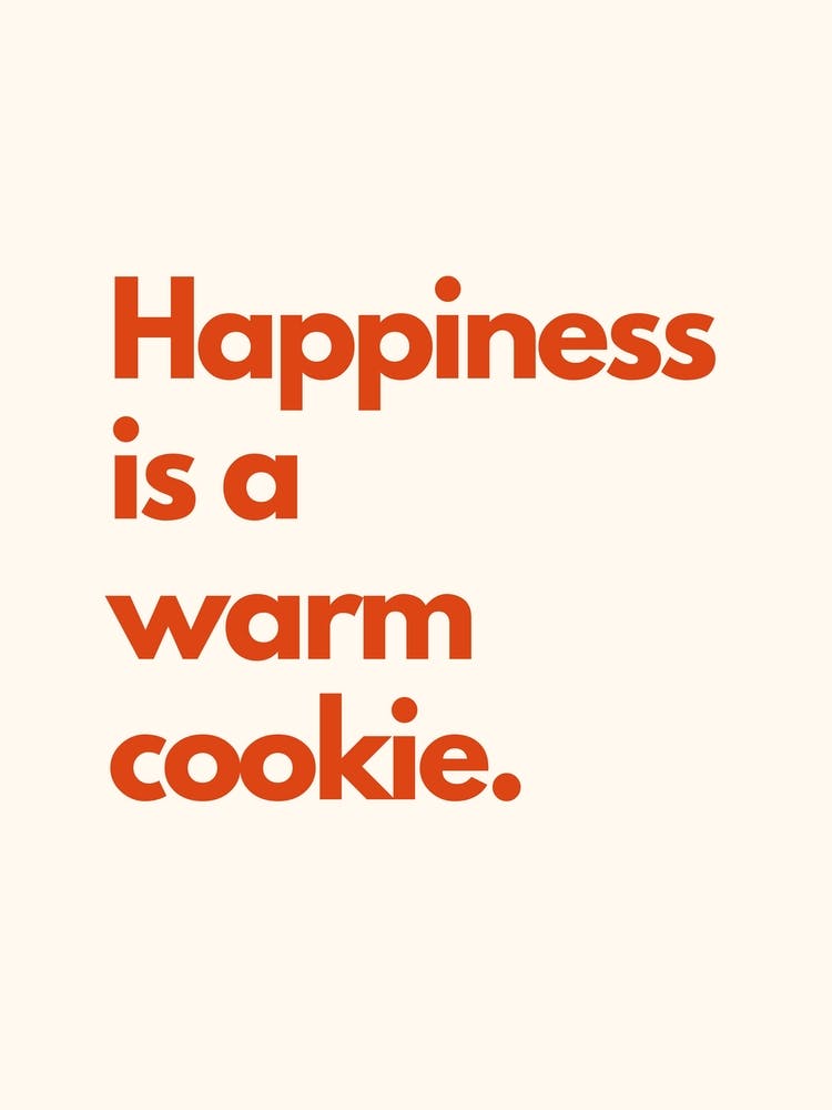 Happiness Is A Warm Cookie Kitchen Typography Cream Red