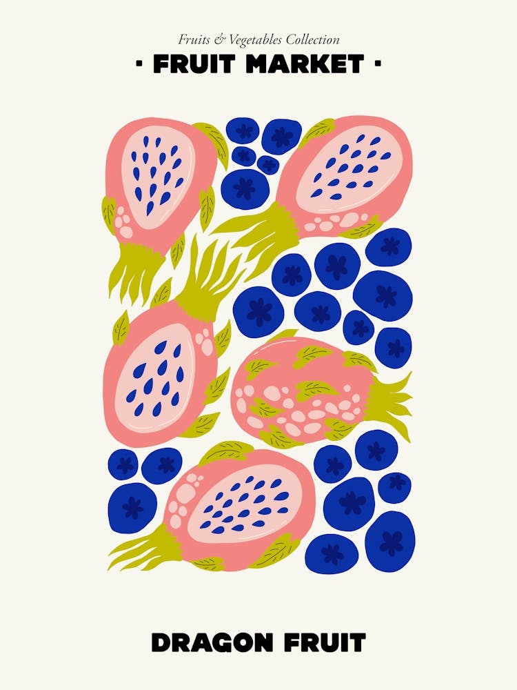 The Fruit Market Dragon Fruit Illustration Maximalist
