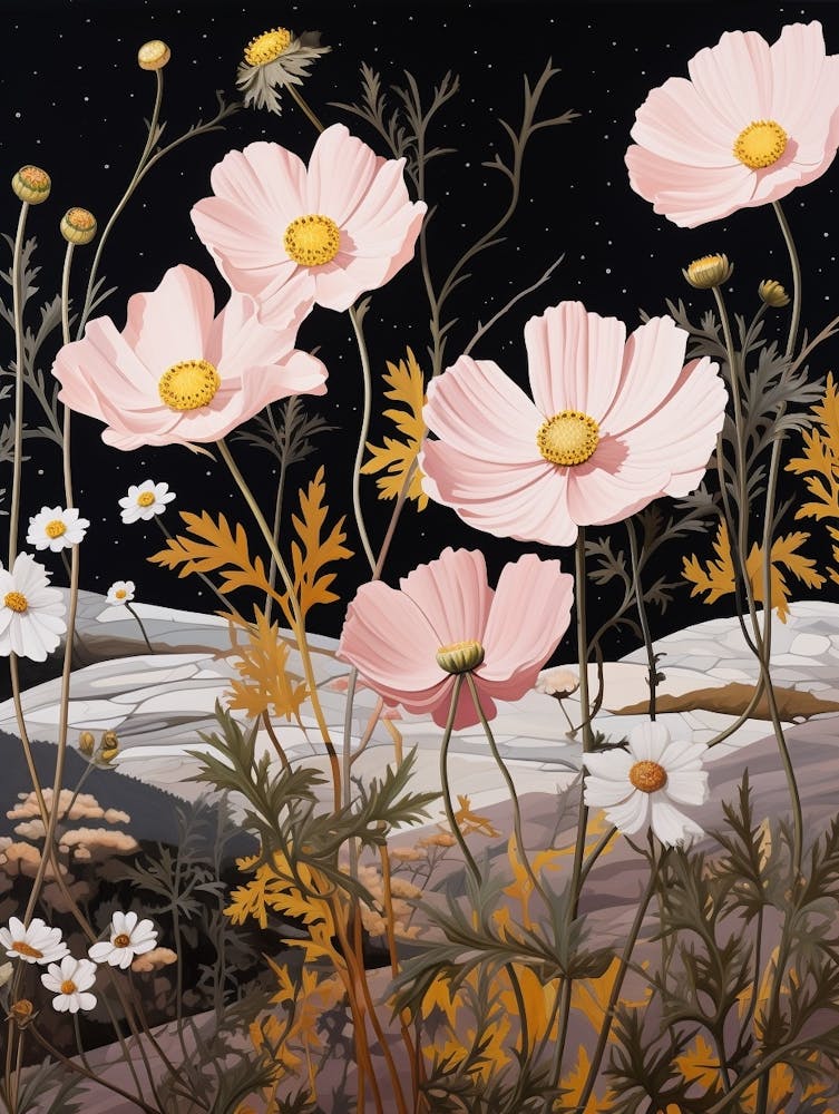 Cosmos 3 Flower Painting