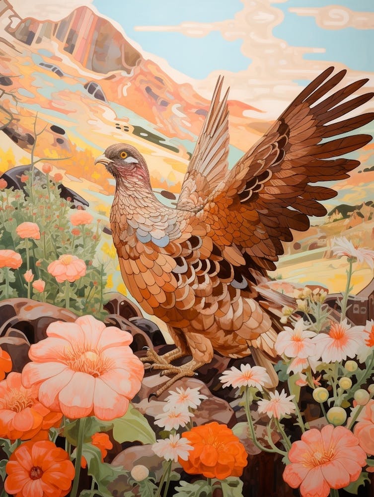 Tétras 1 - Peinture d'oiseau détaillée