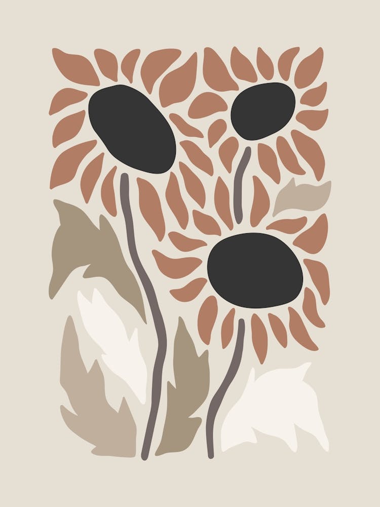 Neutral Retro Flower Print 3